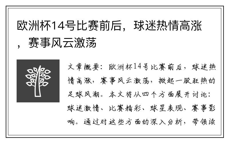 欧洲杯14号比赛前后，球迷热情高涨，赛事风云激荡